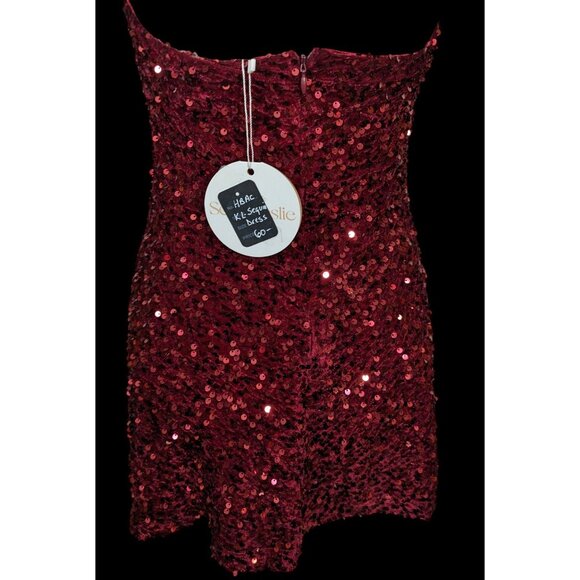 Glam Merlot Star Lights Halter Mini Dress By Selfie Leslie - Picture 5 of 12